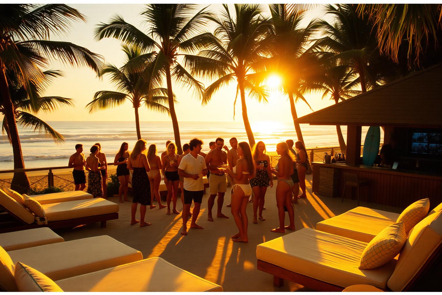 Canggu beach club at golden hour